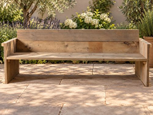 Steigerhouten tuinbank met rugleuning en armleuningen
